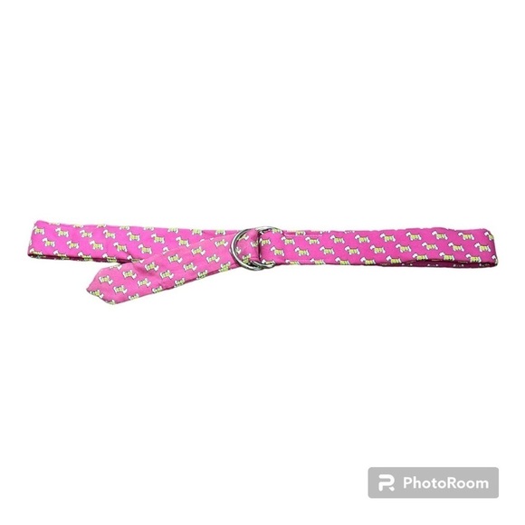 J Crew Silk Scottie Dog Belt Pink M/L - Picture 1 of 7